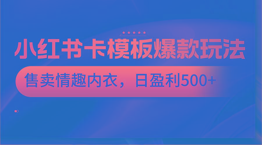 小红书卡模板爆款玩法，售卖情趣内衣，日盈利500+-氚客吧