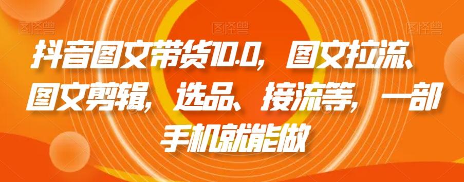 抖音图文带货10.0，图文拉流、图文剪辑，选品、接流等，一部手机就能做-氚客吧