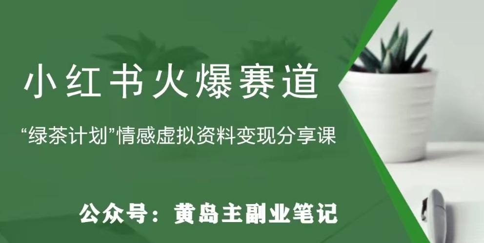 黄岛主·小红书绿茶计划情感虚拟资料变现项目，花我598买来拆解出来给你-氚客吧