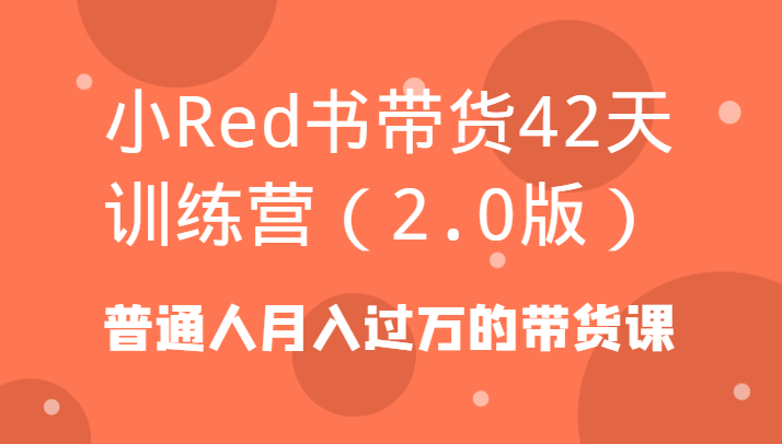 小Red书带货42天训练营(2.0版)普通人月入过万的带货课-氚客吧