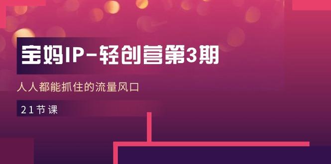 宝妈IP-轻创营第3期，人人都能抓住的流量风口(21节课-氚客吧