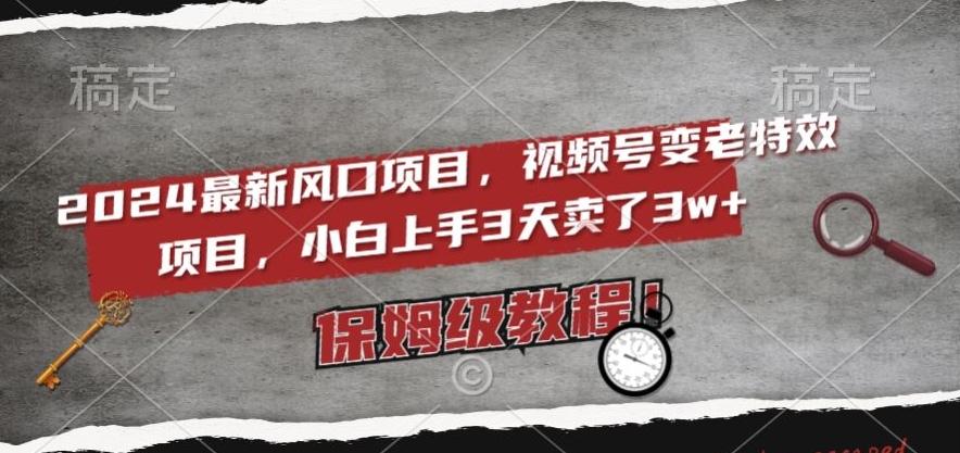 2024最新风口项目，视频号变老特效项目，电脑小白上手3天卖了3w+，保姆级教程【揭秘】-氚客吧