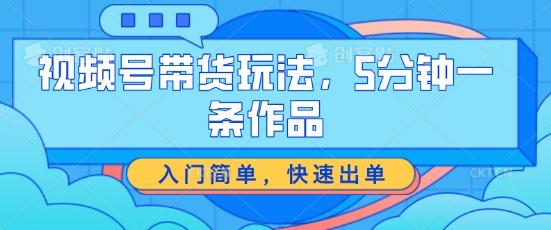 视频号带货玩法，5分钟一条作品，入门简单，快速出单【揭秘】-氚客吧