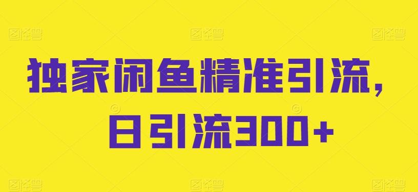 独家闲鱼精准引流，日引流300+【揭秘】-氚客吧