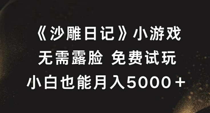 《沙雕日记》小游戏，无需露脸免费试玩，小白也能月入5000+【揭秘】-氚客吧