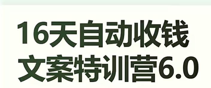 16天自动收钱文案特训营6.0，学会儿每天自动咔咔收钱-氚客吧