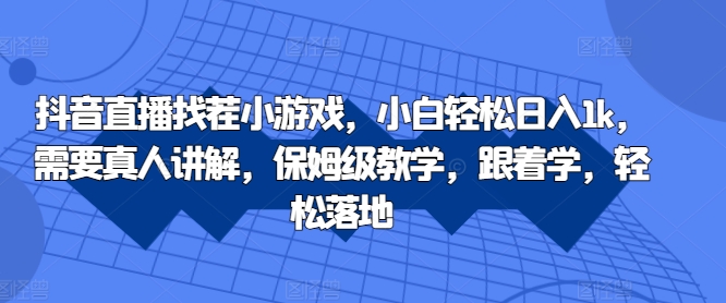 抖音直播找茬小游戏，小白轻松日入1k，需要真人讲解，保姆级教学，跟着学，轻松落地【揭秘】-氚客吧