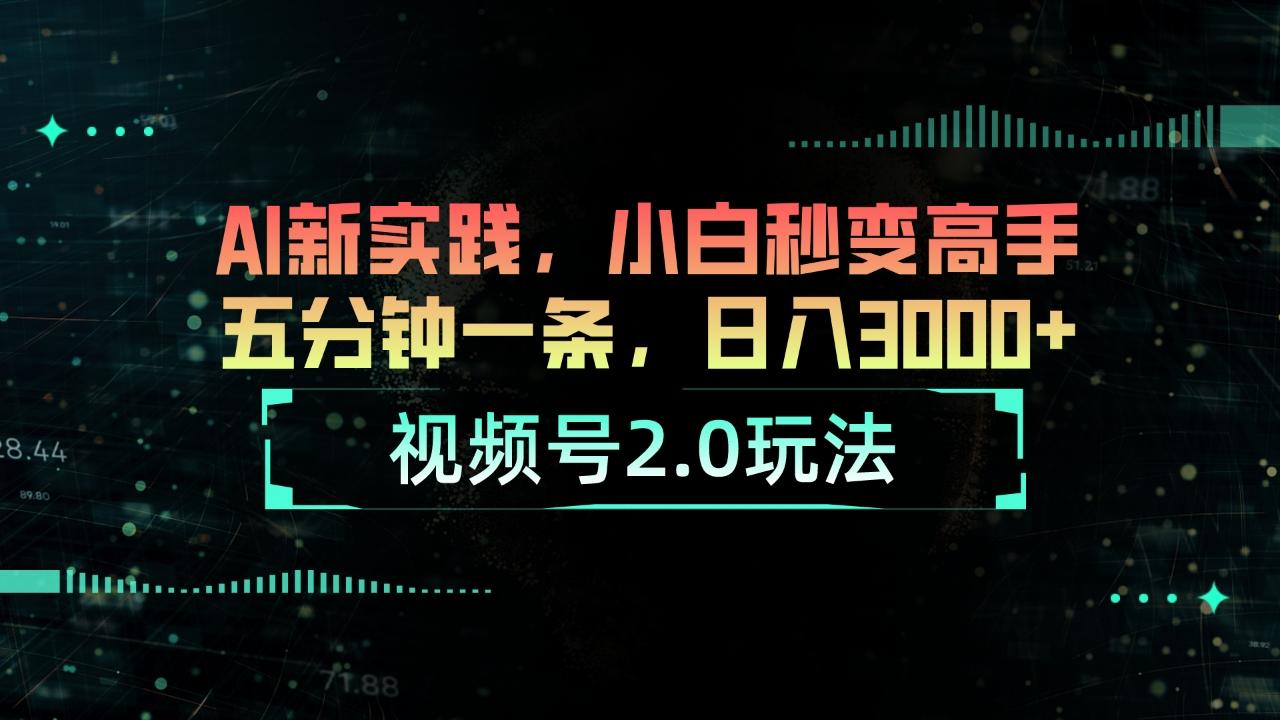 视频号2.0玩法 AI新实践，小白秒变高手五分钟一条，日入3000+-氚客吧