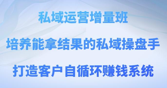 私域运营增量班，培养能拿结果的私域操盘手，打造客户自循环赚钱系统-氚客吧
