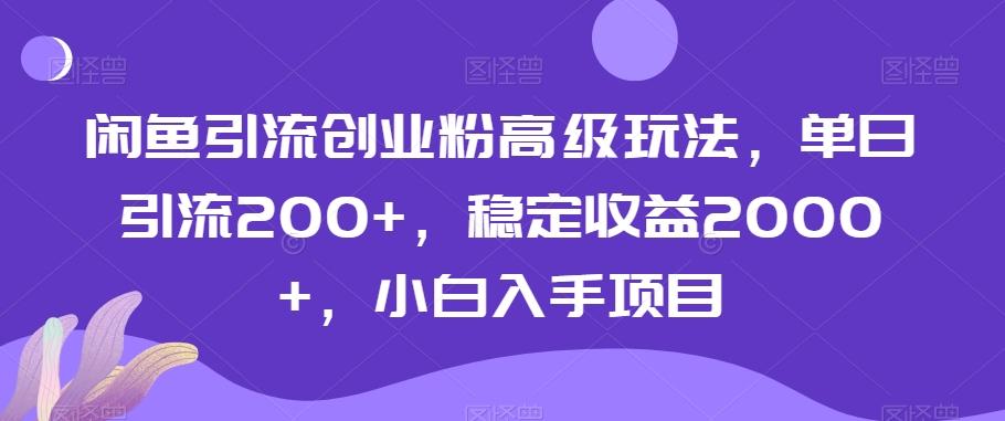 闲鱼引流创业粉高级玩法，单日引流200+，稳定收益2000+，小白入手项目-氚客吧