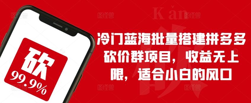 冷门蓝海批量搭建拼多多砍价群项目，收益无上限，适合小白的风口【揭秘】-氚客吧