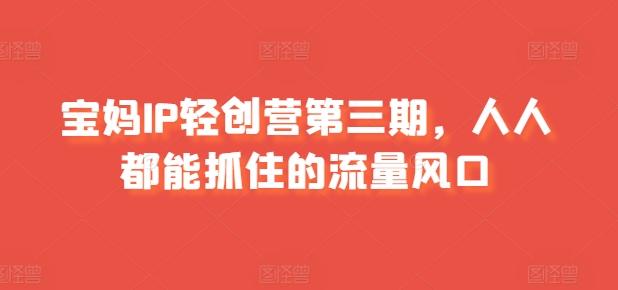 宝妈IP轻创营第三期，人人都能抓住的流量风口-氚客吧