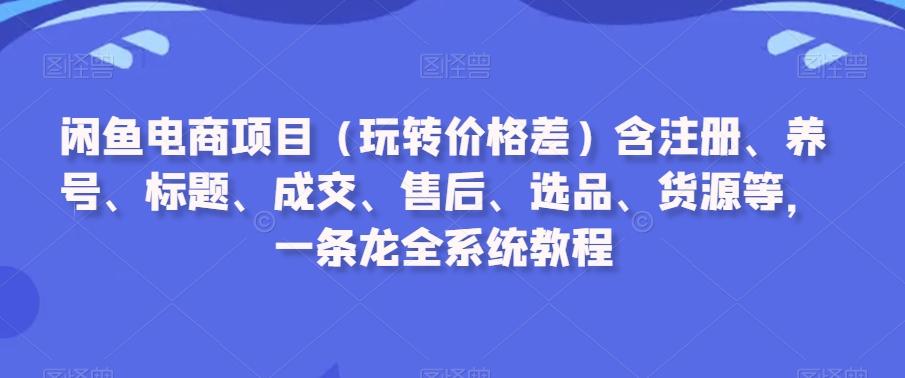 闲鱼电商项目(玩转价格差)含注册、养号、标题、成交、售后、选品、货源等，一条龙全系统教程-氚客吧