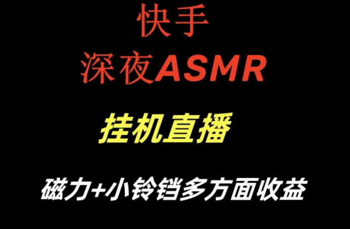 快手深夜ASMR挂机直播，磁力+小铃铛收益(附带工具和5G素材)【揭秘】-氚客吧