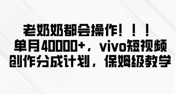 老奶奶都会操作，新平台无脑操作，单月40000+，vivo短视频创作分成计划【揭秘】-氚客吧