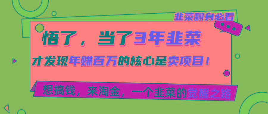 悟了，当了3年韭菜，才发现网赚圈年赚100万的核心是卖项目，含泪分享！-氚客吧