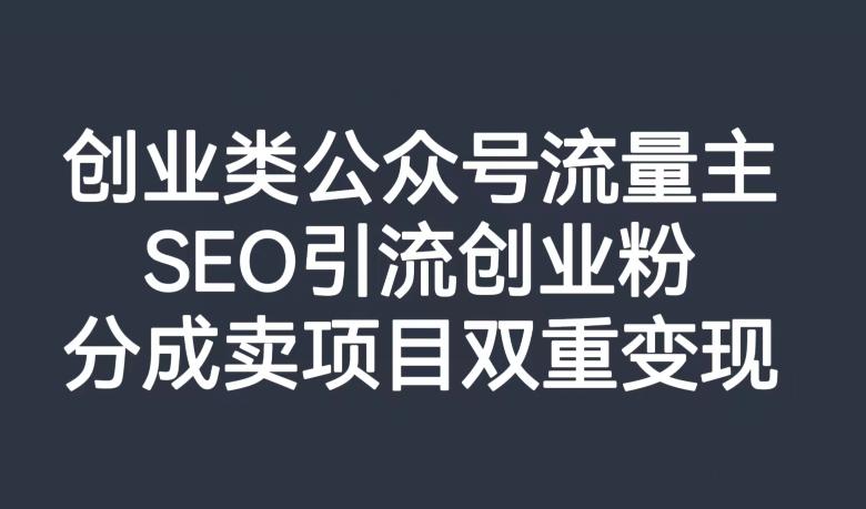 创业类公众号流量主，SEO引流创业粉，分成卖项目双重变现【揭秘】-氚客吧