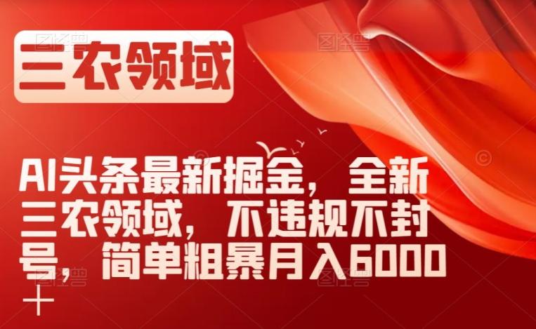 AI头条最新掘金，全新三农领域，不违规不封号，简单粗暴月入6000＋【揭秘】-氚客吧