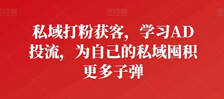 私域打粉获客，学习AD投流，为自己的私域囤积更多子弹-氚客吧