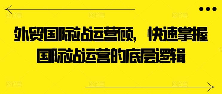 外贸国际站运营顾问，快速掌握国际站运营的底层逻辑-氚客吧