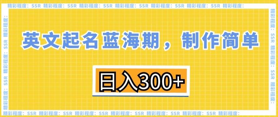 英文起名蓝海期，制作简单，日入300+【揭秘】-氚客吧