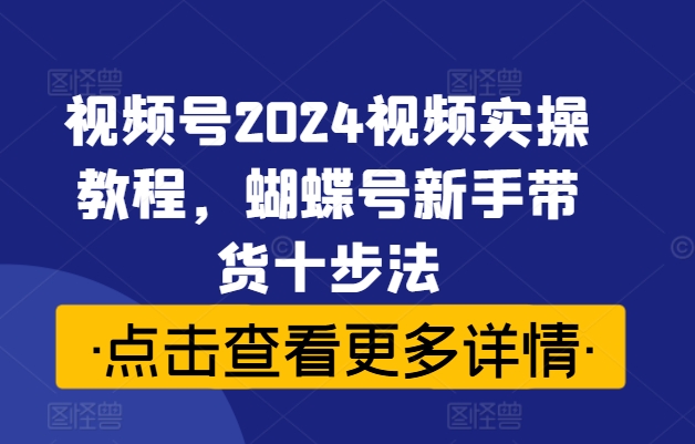 视频号2024视频实操教程，蝴蝶号新手带货十步法-氚客吧