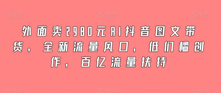 外面卖2980元AI抖音图文带货，全新流量风口，低们槛创作，百亿流量扶持-氚客吧