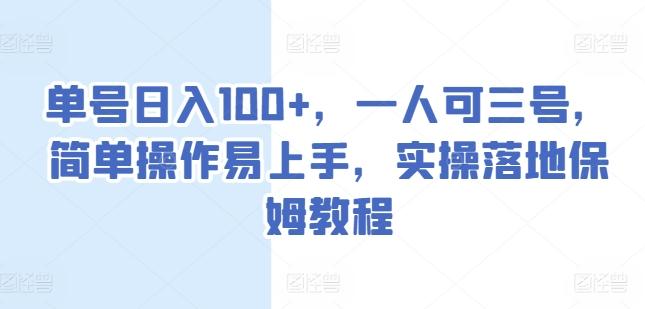 单号日入100+，一人可三号，简单操作易上手，实操落地保姆教程【揭秘】-氚客吧