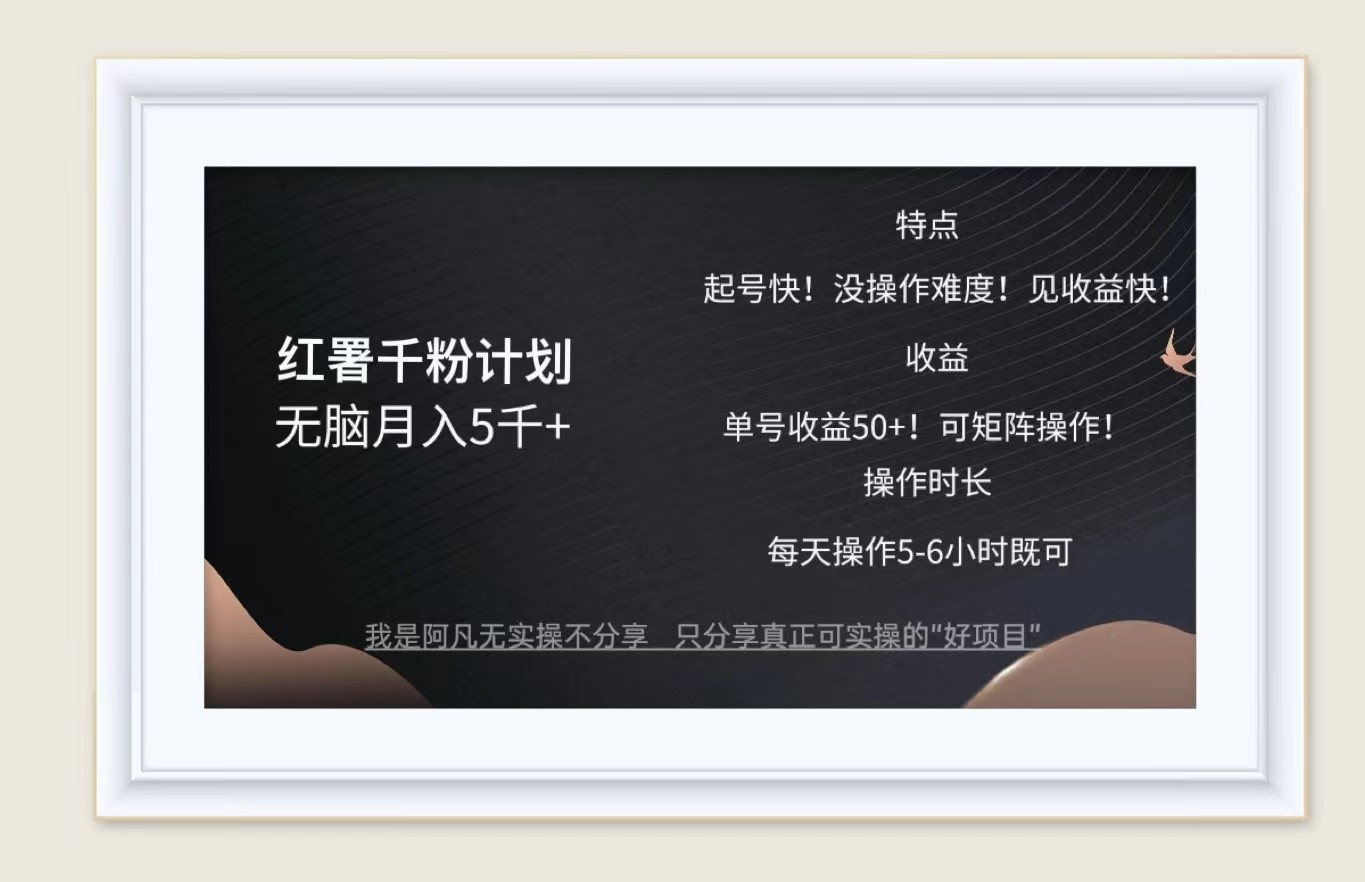红薯千粉计划无脑月入5千+！既做既赚！-氚客吧