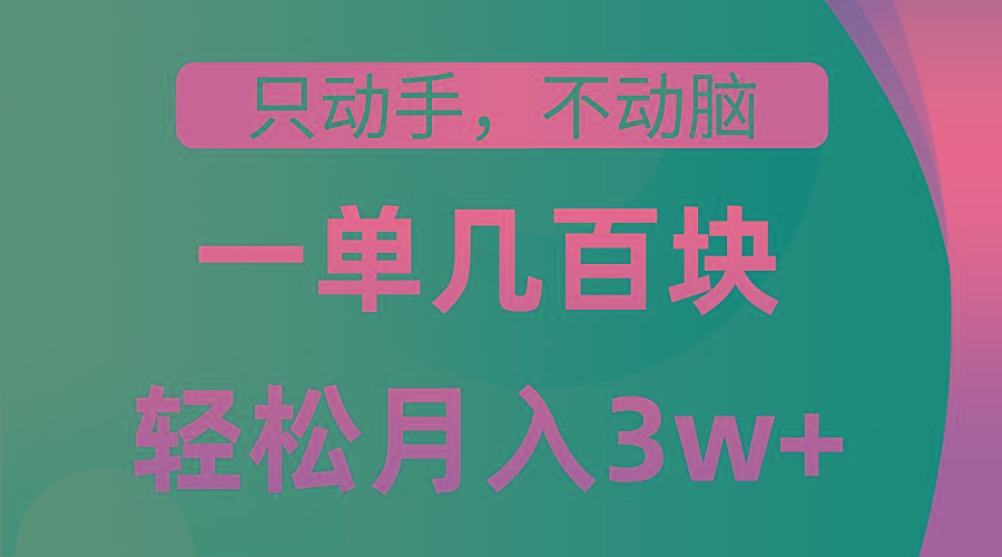 只动手不动脑，一单几百块，轻松月入3w+，看完就能直接操作，详细教程-氚客吧