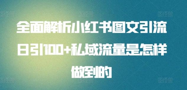 全面解析小红书图文引流日引100+私域流量是怎样做到的【揭秘】-氚客吧