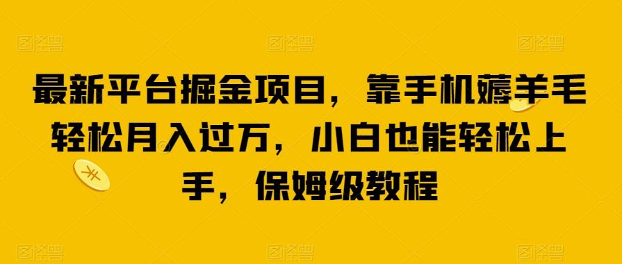 最新平台掘金项目，靠手机薅羊毛轻松月入过万，小白也能轻松上手，保姆级教程【揭秘】-氚客吧