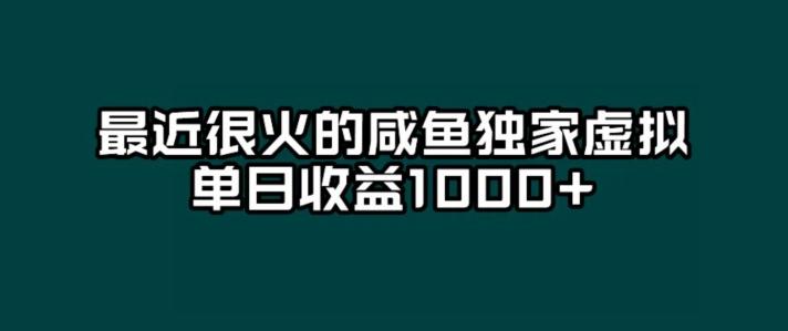 最近很火的咸鱼独家虚拟，单日收益1000+-氚客吧
