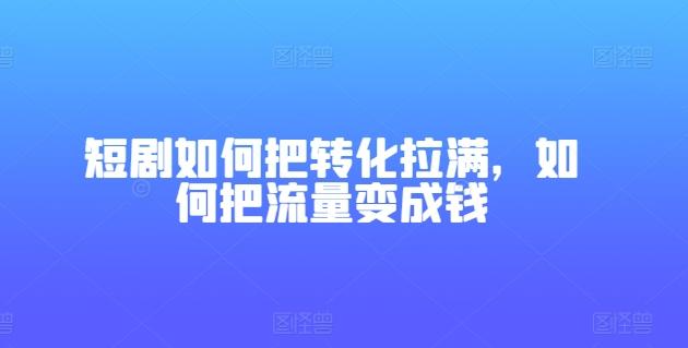 短剧如何把转化拉满，如何把流量变成钱-氚客吧