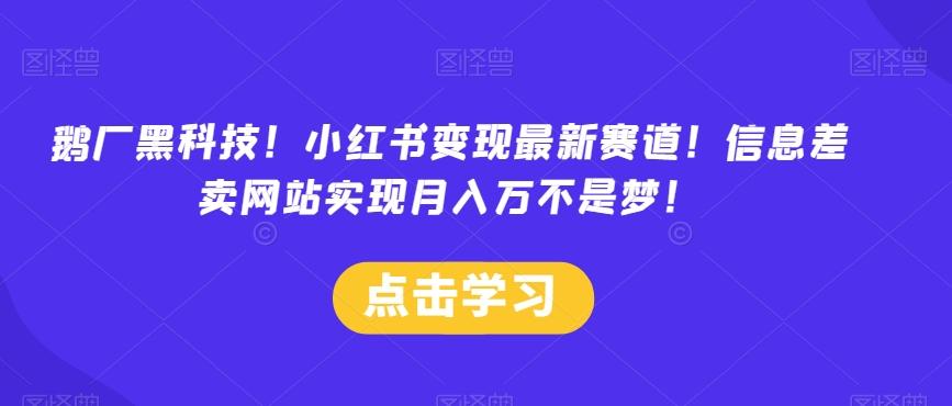 鹅厂黑科技！小红书变现最新赛道！信息差卖网站实现月入万不是梦！-氚客吧