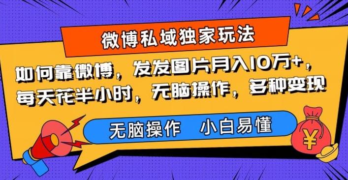 如何靠微博，发发图片月入10万+，‌每天花半小时，无脑操作，多种变现-氚客吧