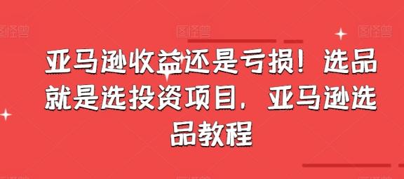 亚马逊收益还是亏损！选品就是选投资项目，亚马逊选品教程-氚客吧