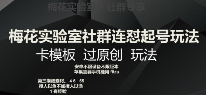 梅花实验室社群连怼起号玩法，卡模板过原创玩法【揭秘】-氚客吧