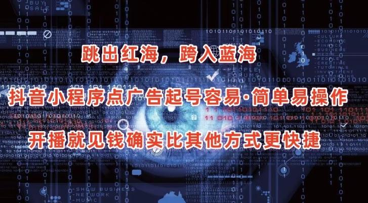 抖音小程序点广告项目，起号容易，简单易操作，开播就见有收益【揭秘】-氚客吧
