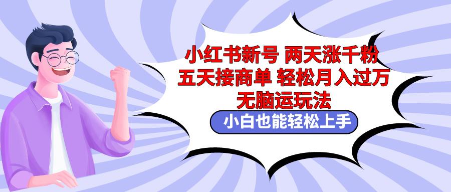 小红书新号两天涨千粉五天接商单轻松月入过万 无脑搬运玩法 小白也能轻…-氚客吧