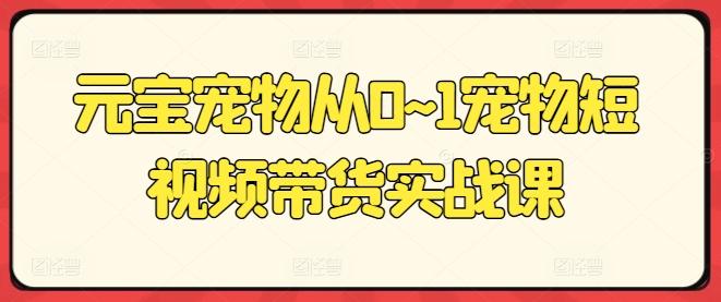 元宝宠物从0~1宠物短视频带货实战课-氚客吧