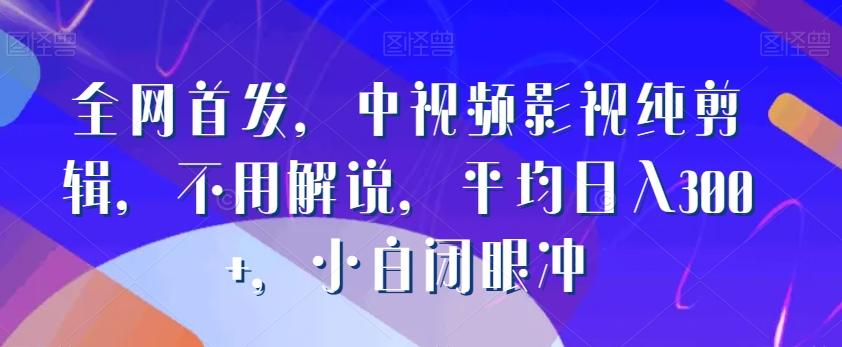 全网首发，中视频影视纯剪辑，不用解说，平均日入300+，小白闭眼冲-氚客吧