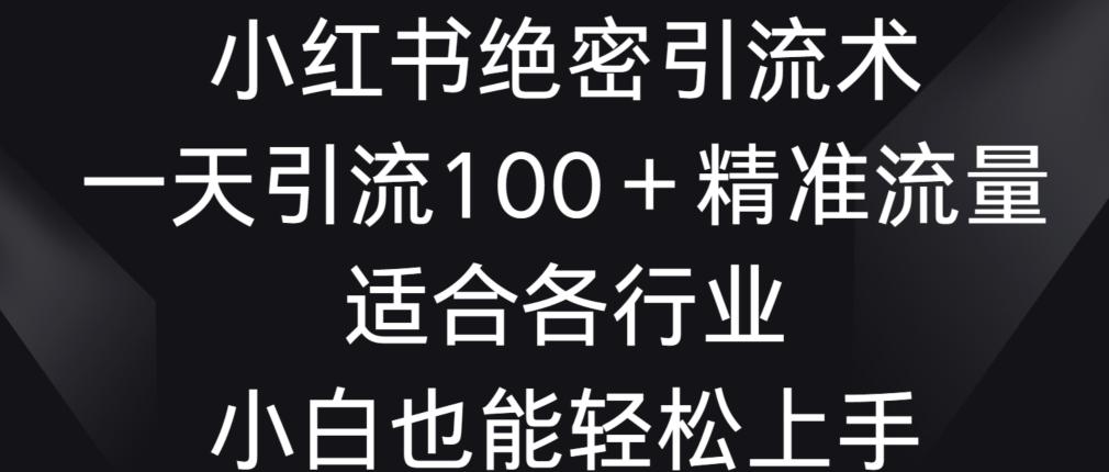 小红书绝密引流术，一天引流100+精准流量，适合各个行业，小白也能轻松上手【揭秘】-氚客吧