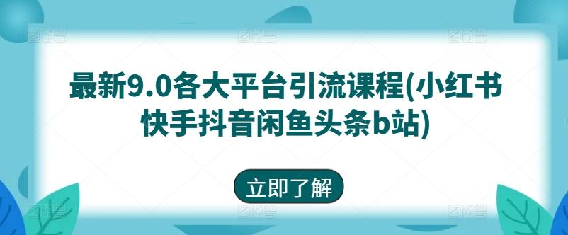最新9.0各大平台引流课程(小红书快手抖音闲鱼头条b站)-氚客吧