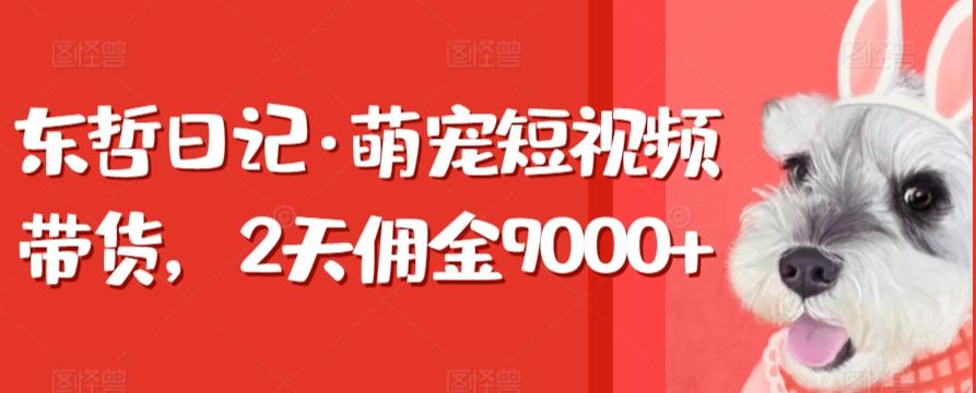 东哲日记·萌宠短视频带货，2天佣金9000+-氚客吧