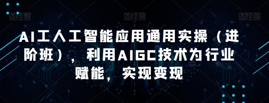 AI工人工智能应用通用实操（进阶班），利用AIGC技术为行业赋能，实现变现-氚客吧