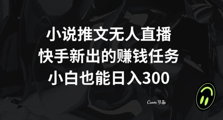 小说推文无人直播，快手新出的赚钱任务，小白也能日入300+【揭秘】-氚客吧