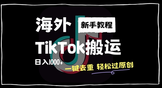 2024最新海外TikTok搬运玩法，一键去重轻松过原创，新手无经验也能日入1k【揭秘】-氚客吧