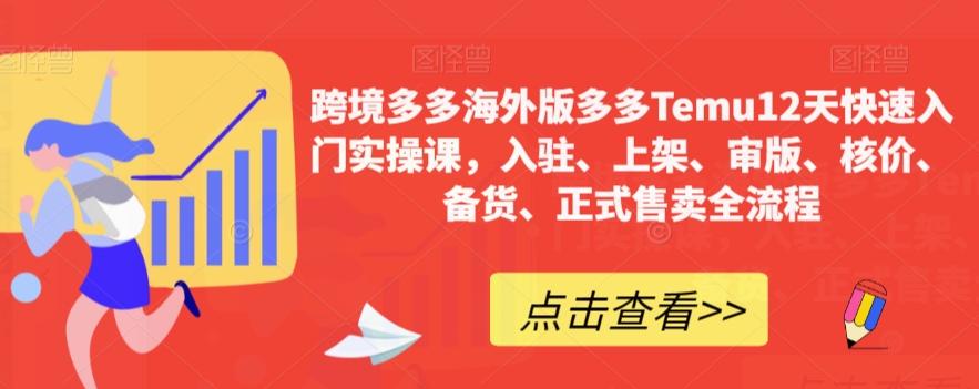 跨境多多海外版多多Temu12天快速入门实操课，入驻、上架、审版、核价、备货、正式售卖全流程-氚客吧