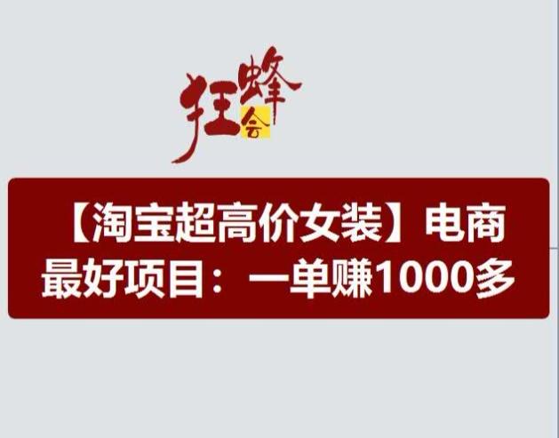 淘宝超高价女装项目，电商最好赛道，一单赚1000多-氚客吧